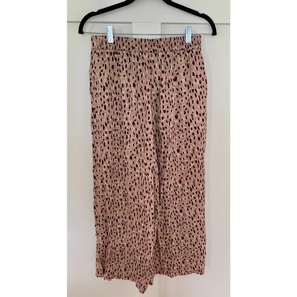 Anthropologie Isobel Crop Pants in Pink Small Printed Pleated Wide Leg Summer - Picture 2 of 5